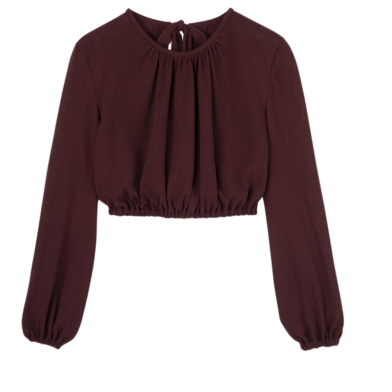 Top , Burgundy - Crepe jersey  - View 1 of  4