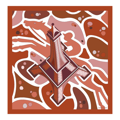 Equestrian Tower Silk scarf 70, Marmalade