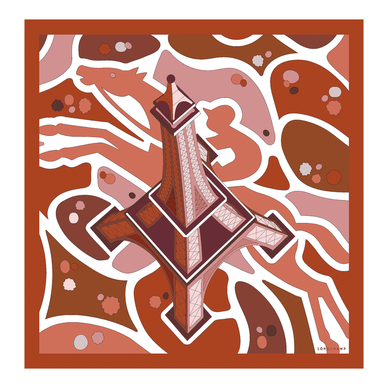 Equestrian Tower Silk scarf 70 , Marmalade - Silk  - View 1 of  2