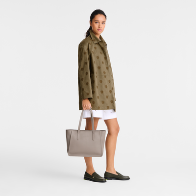 Le Foulonné L Tote bag , Turtledove - Leather