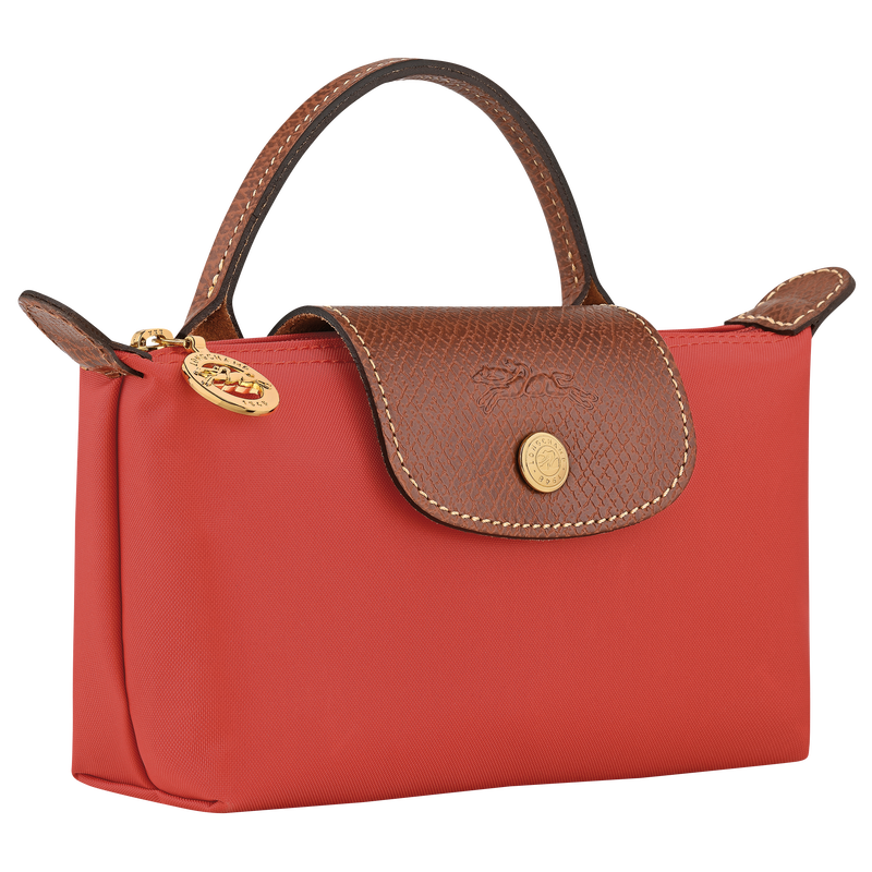 Le Pliage Original Pouch with handle , Tomato - Recycled canvas  - View 3 of  6
