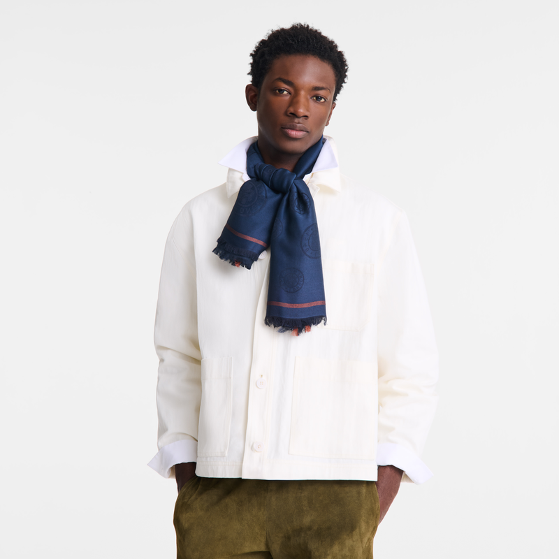 La M&eacute;daille Longchamp Stole , Navy - Cotton blend  - View 2 of  3