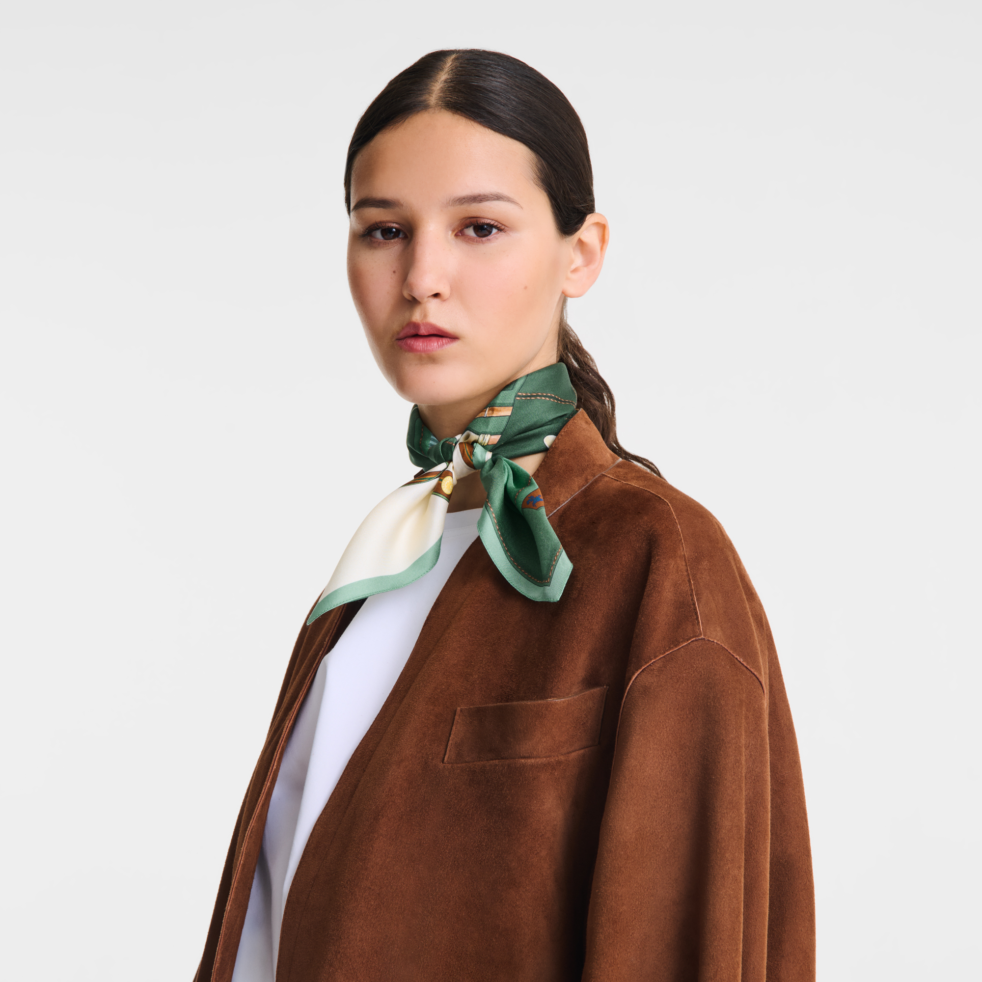 Silk scarf 50, British Green - View 2 of
2 - zoom in Longchamp Worker Silk scarf 50, British Green