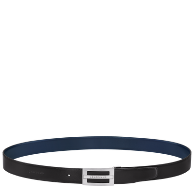 Delta Box Men's belt , Black/Navy - Leather