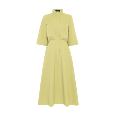 Midi dress , Lime - Cotton poplin