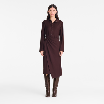 Dress , Burgundy - Crepe