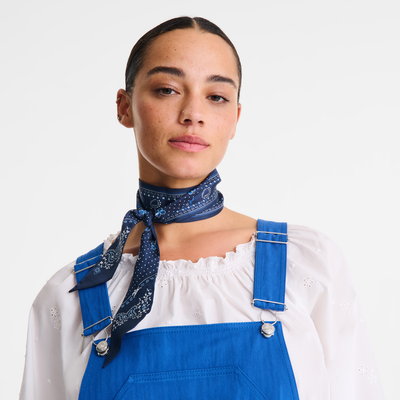 French Bandana Headband , Navy - Silk