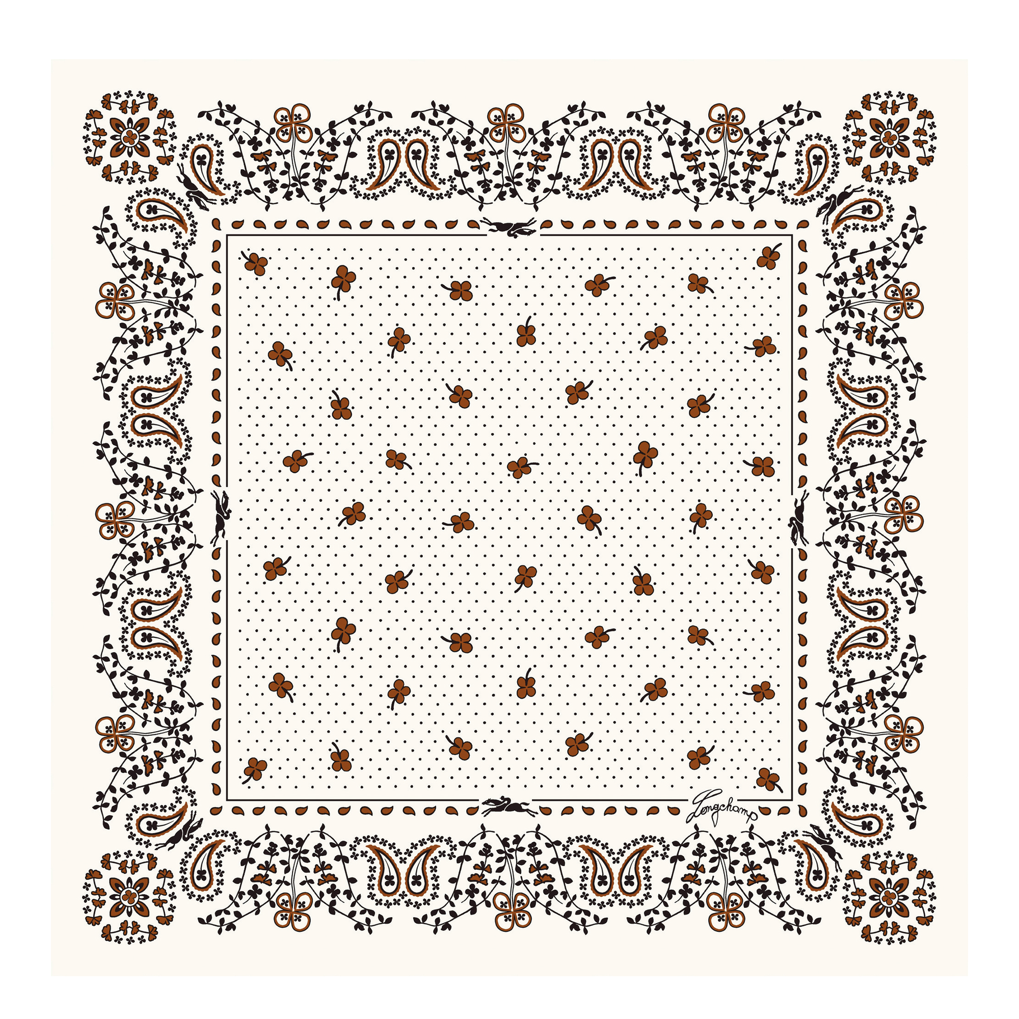 French Bandana Silk scarf 50, Cashew