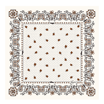 French Bandana Silk scarf 50 , Cashew - Silk