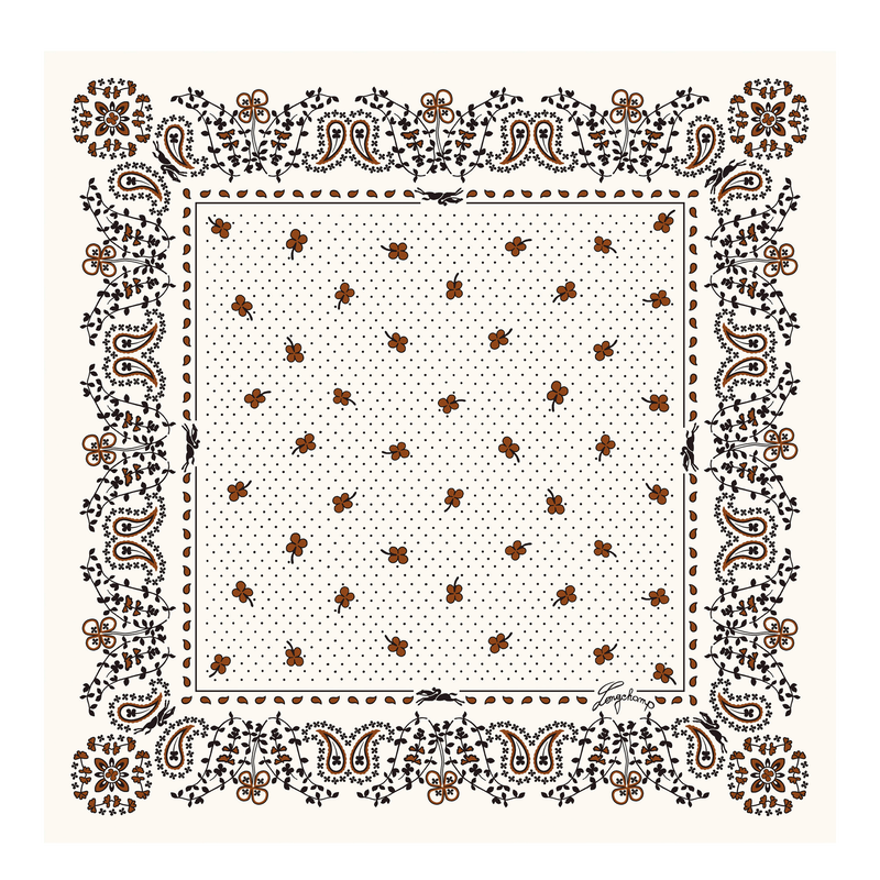 French Bandana Silk scarf 50 , Cashew - Silk  - View 1 of  2