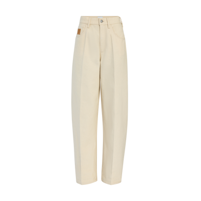 Trousers , Ecru - Cotton gabardine