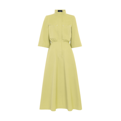 Midi dress , Lime - Cotton poplin