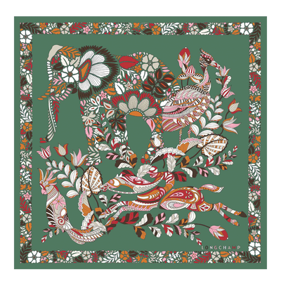 Forêt Longchamp Silk scarf 50 , Sage - Silk