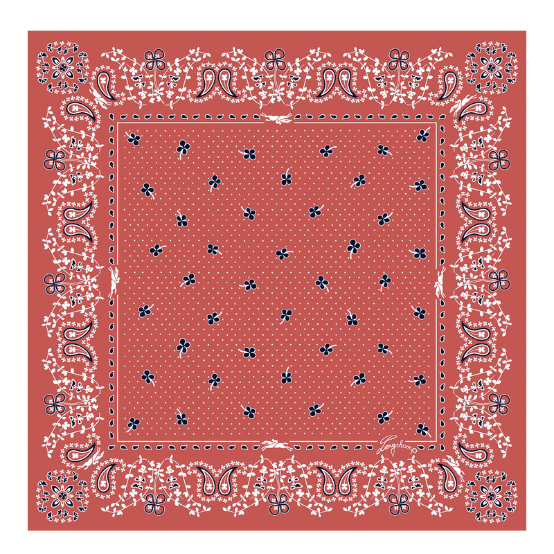 French Bandana Silk scarf 50 , Coral - Silk  - View 1 of  2