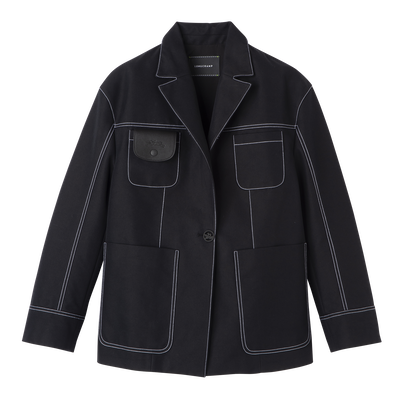 Topstitching straight jacket, Black