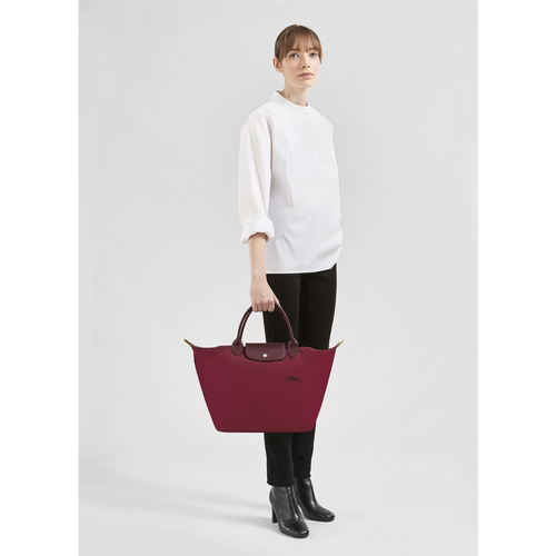 Le Pliage Green M Handbag Red Recycled canvas Longchamp TH