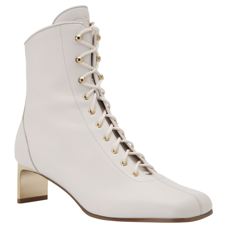 La Patineuse High heel low boots , White - Leather  - View 3 of  5