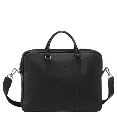 Le Foulonné XS Briefcase , Black - Leather