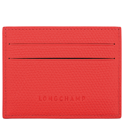 Le Roseau Card holder , Vermilion - Leather