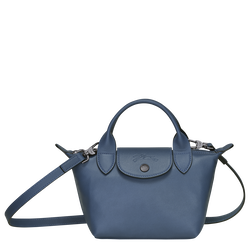 Le Pliage Cuir XS Top handle bag , Pilot Blue - Leather