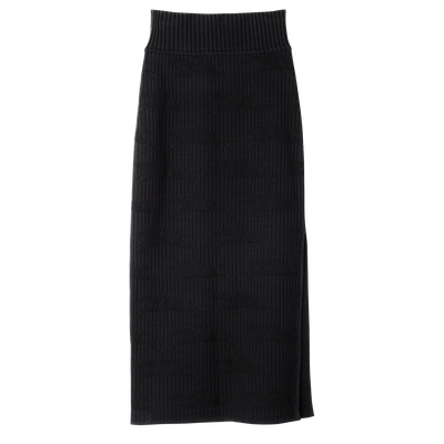 Midi skirt , Black - Knit