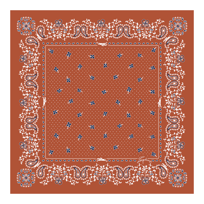French Bandana Silk scarf 50, Brick