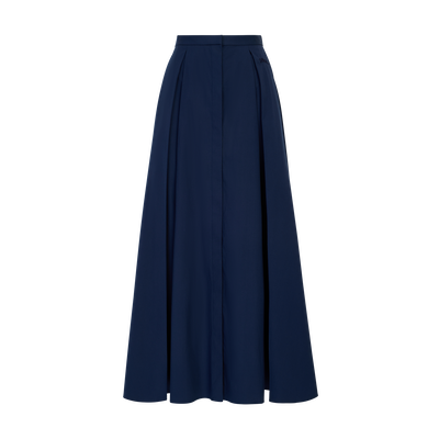Midi skirt , Navy - Cotton poplin