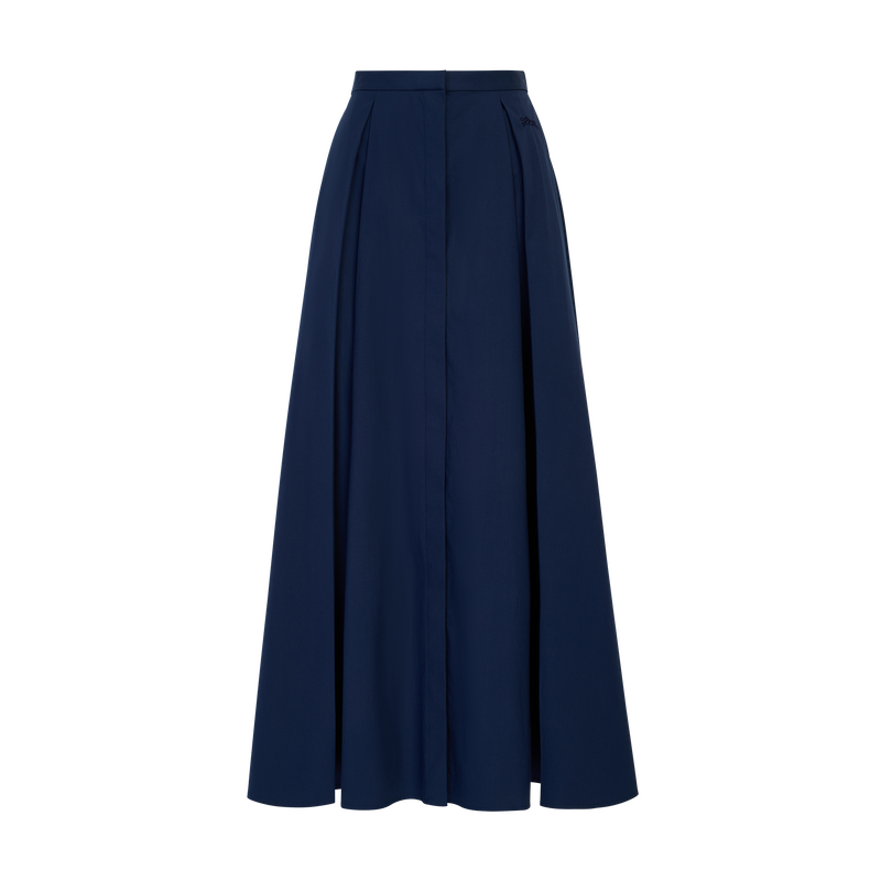 Midi skirt , Navy - Cotton poplin  - View 1 of  4