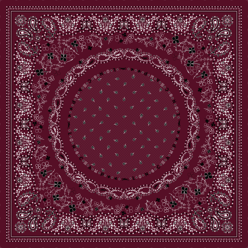 French Bandana Stole , Pomegranate/Chocolate - Wool blend  - View 1 of  2