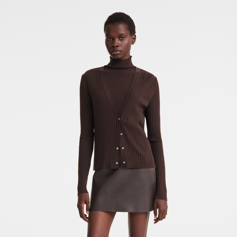 Cardigan , Mocha - Knit  - View 3 of  5