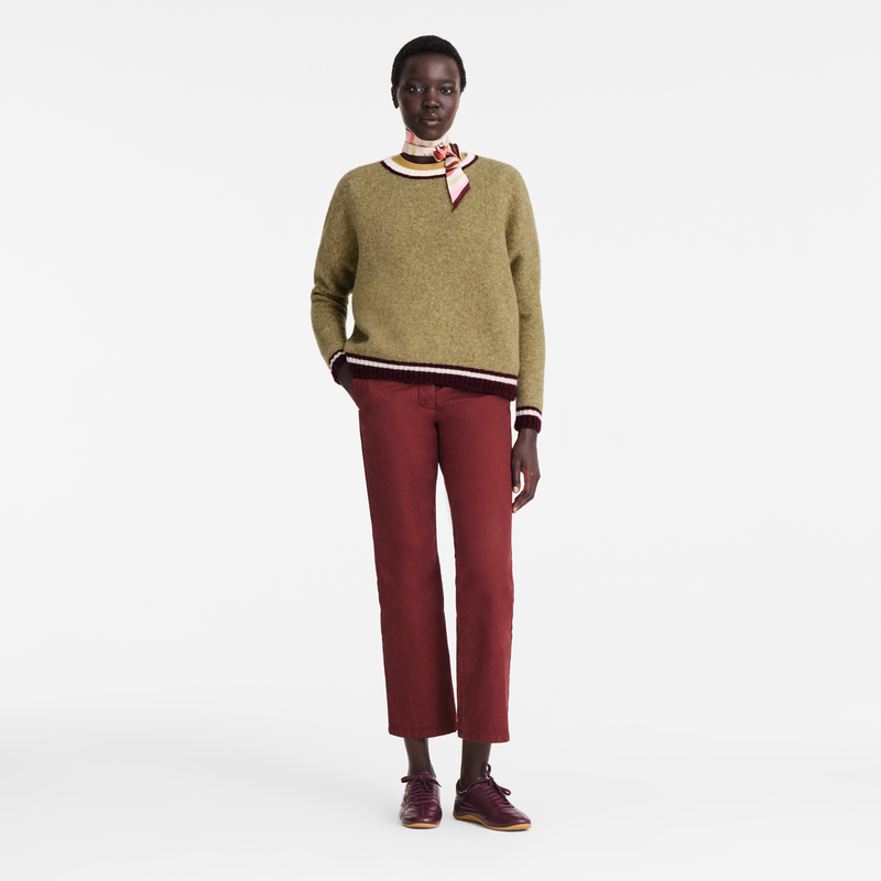 Round collar jumper , Pistachio/Burgundy - OTHER  - View 2 of  5