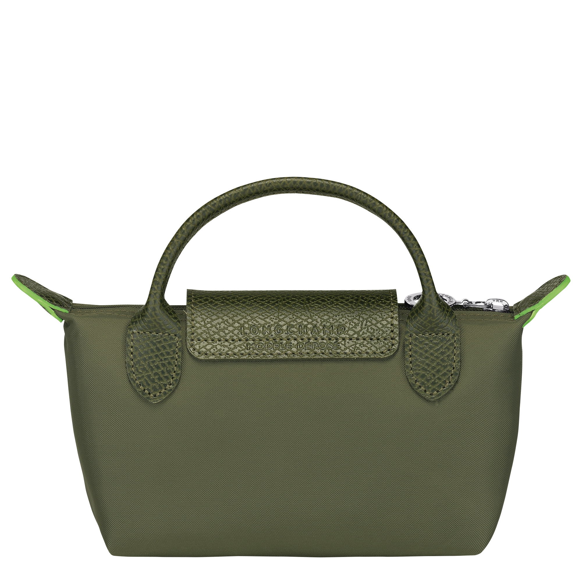 Pouch with handle, Forest - View 4 of 
        6 - zoom in Le Pliage Green Pouch with handle, Forest