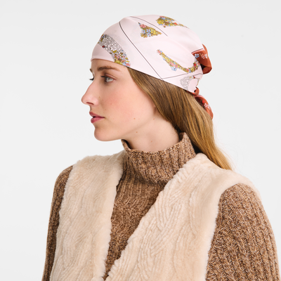 Le Jardin Longchamp Silk scarf 50, Marmalade