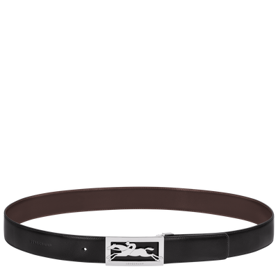 Delta Box Men's belt , Black/Mocha - Leather