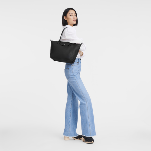 Le Pliage Xtra M Tote bag , Black - Leather - View 2 of  6