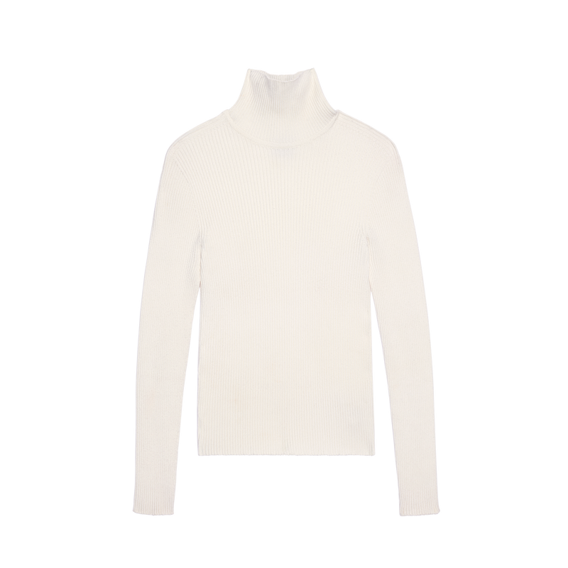 High collar fitted jumper , Ecru - Knit  - View 1 of  5