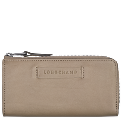 Longchamp 3D Wallet with zip around , Brown - Leather