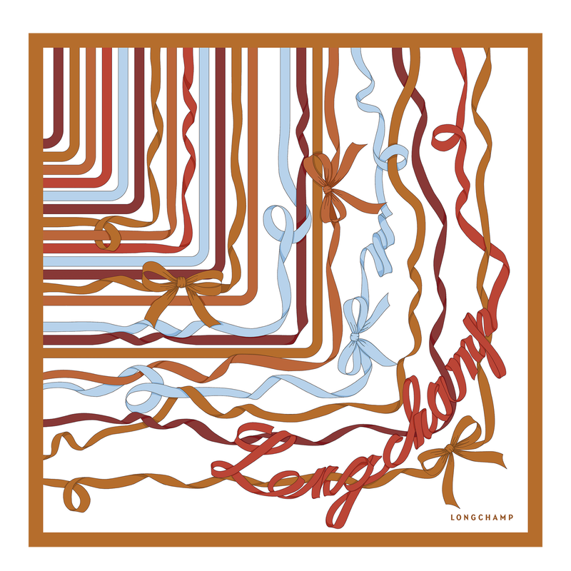 Rubans Longchamp Silk scarf 50 , Amber - Silk  - View 1 of  2