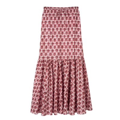 Long skirt , Blush - Vichy print veil