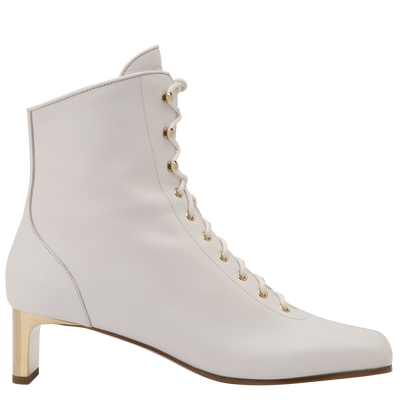 La Patineuse High heel low boots , White - Leather