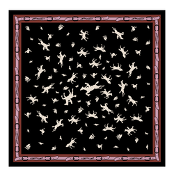 Longchamp 80's Silk scarf 50 , Black/Ivory - OTHER