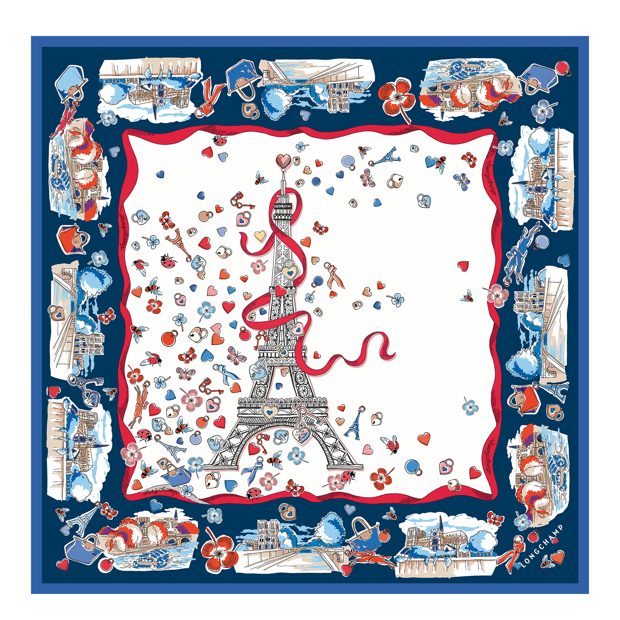 Tour Enchant&eacute;e Silk scarf 50, Ecru