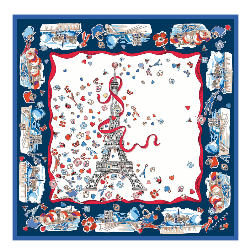 Tour Enchant&eacute;e Silk scarf 50 , Ecru - Silk  - View 1 of  3