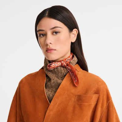French Bandana Silk scarf 50, Brick