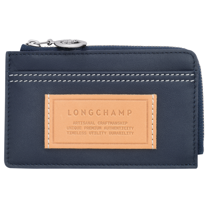 Le Pliage Xtra Card holder , Navy - Leather  - View 1 of  2