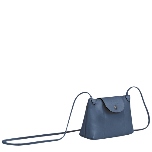 Pliage leather crossbody bag Longchamp Blue in Leather - 36108904