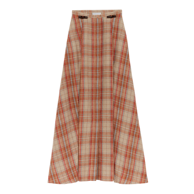 Midi skirt , Amber - Plaid linen