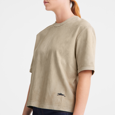 null Short leather top, Linen