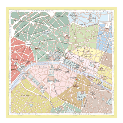 A la D&eacute;couverte de Paris Silk scarf 90 , Lime - Silk