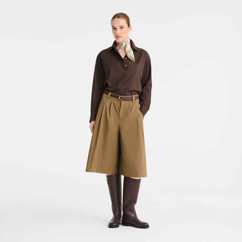 Shorts , Olive - Technical poplin  - View 2 of  4